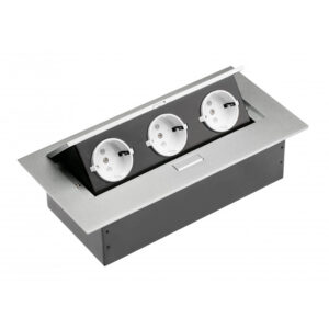 Priza incorporabila dreptunghiular 3  prize aluminiu AE-PB03GS-53