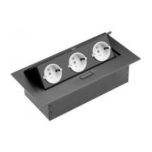 Priza incorporabila dreptunghiular 3 prize negru AE-PB03GS-20
